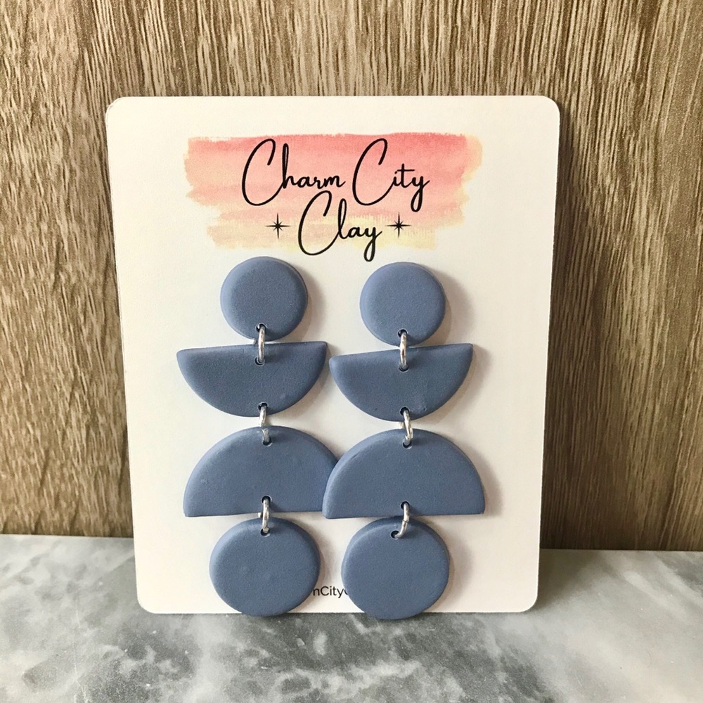 Slate Blue Polymer Clay Earrings - Picture 4 of 5